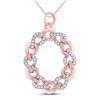 Image 1 : Womens Round Diamond Link Oval Pendant 1/8 Cttw 10kt Rose Gold - REF-12M9H