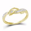Image 1 : Womens Round Diamond Two-tone Dolphin Fish Animal Ring 1/20 Cttw 10kt Yellow Gold - REF-11H9R