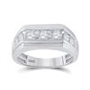 Mens Round Diamond Flat Top Band Ring 1 Cttw 10kt White Gold - REF-67A5M
