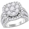 Round Diamond Cluster Bridal Wedding Engagement Ring 3-1/2 Cttw 14kt White Gold - REF-266N9F