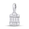 Womens Baguette Diamond Fashion Cluster Pendant 1/5 Cttw 14kt White Gold - REF-14H9R
