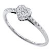 Womens Round Diamond Slender Heart Ring 1/20 Cttw 14kt White Gold - REF-11Y9N