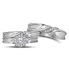 Image 1 : His Hers Round Diamond Solitaire Matching Wedding Set 1/2 Cttw 14kt White Gold - REF-79Y5N