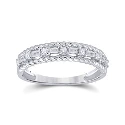 Womens Baguette Diamond Anniversary Band Ring 1/3 Cttw 14kt White Gold - REF-27H9R