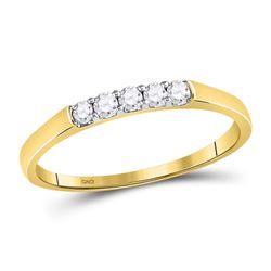 Womens Round Diamond Single Row 5-stone Band Ring 1/6 Cttw 10kt Yellow Gold - REF-9W5K