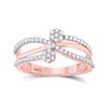 Womens Round Diamond Double Flower Cluster Ring 1/3 Cttw 10kt Rose Gold - REF-27H9R