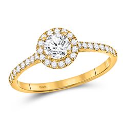 Round Diamond Halo Bridal Wedding Engagement Ring 3/4 Cttw 14kt Yellow Gold - REF-126X9A