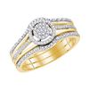 Image 1 : Round Diamond Cluster Bridal Wedding Ring Band Set 1/4 Cttw 10kt Yellow Gold - REF-33F5W