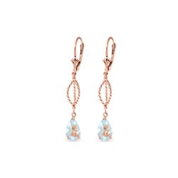 Genuine 3 ctw Aquamarine Earrings 14KT Rose Gold - REF-54Z2N