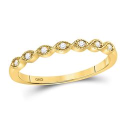 Womens Round Diamond Classic Stackable Band Ring 1/20 Cttw 14kt Yellow Gold - REF-12R9X