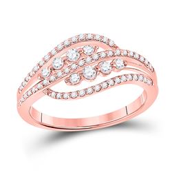 Womens Round Diamond Crossover Fashion Ring 1/2 Cttw 10kt Rose Gold - REF-31K5Y