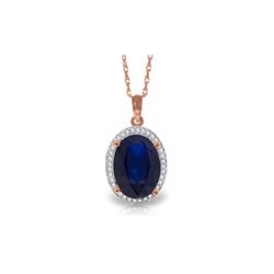 Genuine 6.58 ctw Sapphire & Diamond Necklace 14KT Rose Gold - REF-103M5T