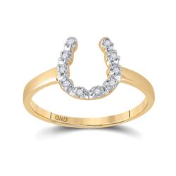 Womens Round Diamond Lucky Horseshoe Ring 1/20 Cttw 14kt Yellow Gold - REF-12F5W