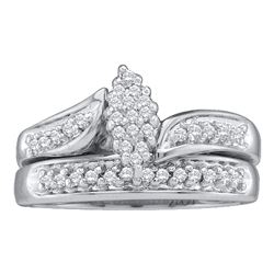 Round Diamond Bridal Wedding Ring Band Set 1/4 Cttw 10kt White Gold - REF-26K5Y