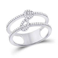 Womens Round Diamond Negative Space Infinity Ring 1/5 Cttw 10kt White Gold - REF-21X5A