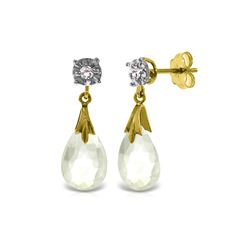 Genuine 6.06 ctw White Topaz & Diamond Earrings 14KT Yellow Gold - REF-37X4M