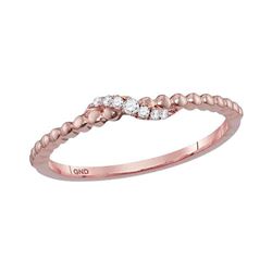 Womens Round Diamond Crossover Stackable Band Ring 1/20 Cttw 10kt Rose Gold - REF-10N9F