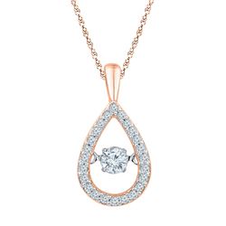 Womens Round Diamond Moving Twinkle Teardrop Pendant 1/4 Cttw 10kt Rose Gold - REF-19M5H