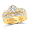 Image 1 : Round Diamond Twist Bridal Wedding Ring Band Set 1/2 Cttw 10kt Yellow Gold - REF-46R5X