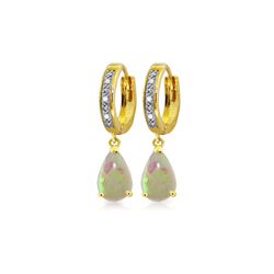 Genuine 1.58 ctw Opal & Diamond Earrings 14KT Yellow Gold - REF-60H3X