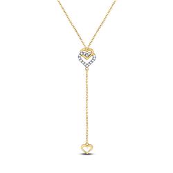 Womens Round Diamond Drop Dangle Pendant Heart Necklace 1/10 Cttw 14kt Yellow Gold - REF-19N5F