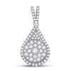 Image 1 : Womens Round Diamond Teardrop Cluster Pendant 1 Cttw 14kt White Gold - REF-68M5H