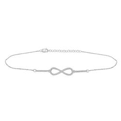 Womens Round Diamond Infinity Chain Bracelet 1/5 Cttw 10kt White Gold - REF-25N9F