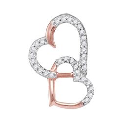 Womens Round Diamond Heart Pendant 1/10 Cttw 10kt Rose Gold - REF-6Y5N