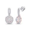 Image 1 : Womens Round Diamond Dangle Earrings 1 Cttw 14kt Two-tone Gold - REF-71K9Y
