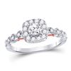 Image 1 : Round Diamond Solitaire Bridal Wedding Engagement Ring 3/4 Cttw 14kt Two-tone Gold - REF-81Y5N