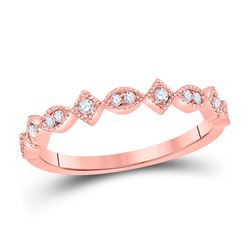 Womens Round Diamond Geometric Stackable Band Ring 1/10 Cttw 14kt Rose Gold - REF-17R5X