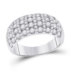 Womens Round Diamond Cocktail Anniversary Ring 1-7/8 Cttw 14kt White Gold - REF-122H5R