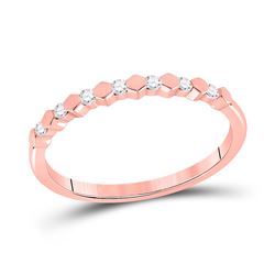 Womens Round Diamond Stackable Band Ring 1/10 Cttw 14kt Rose Gold - REF-14N5F