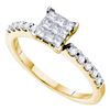Image 1 : Womens Princess Diamond Square Cluster Slender Ring 1/2 Cttw 14kt Yellow Gold - REF-38X9A