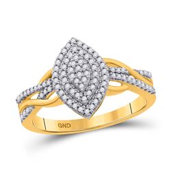 Womens Round Diamond Marquise-shape Cluster Ring 1/4 Cttw 10kt Yellow Gold - REF-19K5Y
