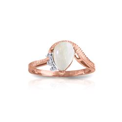 Genuine 0.79 ctw Opal & Diamond Ring 14KT Rose Gold - REF-52F3Z