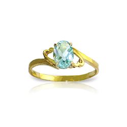 Genuine 0.75 ctw Aquamarine Ring 14KT Yellow Gold - REF-22Y5F