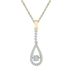 Womens Round Moving Twinkle Diamond Teardrop Pendant 1/5 Cttw 10kt Yellow Gold - REF-15N9F