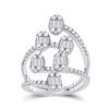 Image 1 : Womens Baguette Diamond Floating Cluster Ring 1 Cttw 14kt White Gold - REF-85H5R