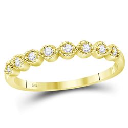 Womens Round Diamond Stackable Band Ring 1/10 Cttw 10kt Yellow Gold - REF-12M9H