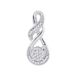 Womens Round Diamond Cluster Teardrop Pendant 1/12 Cttw 10kt White Gold - REF-8K9Y