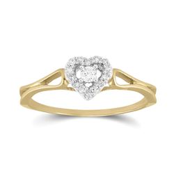 Womens Round Diamond Heart Promise Ring 1/8 Cttw 10kt Yellow Gold - REF-13H5R