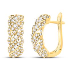 Womens Round Diamond Cascading Hoop Earrings 5/8 Cttw 14kt Yellow Gold - REF-41M9H