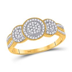 Womens Round Diamond Triple Cluster Ring 1/6 Cttw 10kt Yellow Gold - REF-15X9A