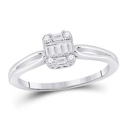 Womens Baguette Diamond Cluster Ring 1/5 Cttw 14kt White Gold - REF-24W9K