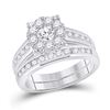 Image 1 : Round Diamond Bridal Wedding Ring Band Set 1-1/2 Cttw 14kt White Gold - REF-140R5X