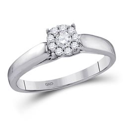 Round Diamond Solitaire Bridal Wedding Engagement Ring 1/5 Cttw 10kt White Gold - REF-21H5R