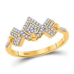 Womens Round Diamond Geometric Fashion Ring 1/6 Cttw 10kt Yellow Gold - REF-15F9W