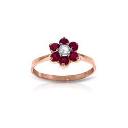 Genuine 0.50 ctw Ruby & Diamond Ring 14KT Rose Gold - REF-42A2K