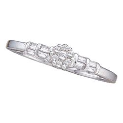 Round Diamond Cluster Bridal Wedding Engagement Ring 1/6 Cttw 14kt White Gold - REF-20R9X